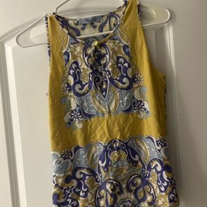 Blumarine Yellow and Blue Patterned Sleeveless Blouse